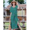 ZEAGOO Women Summer Dress Casual Beach Dress Floral Maxi Split Long Dress 2026 Vacation Dress(Green Black)