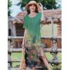 ZEAGOO Women Summer Dress Casual Beach Dress Floral Maxi Split Long Dress 2026 Vacation Dress(Green Cx322)