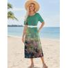 ZEAGOO Women Summer Dress Casual Beach Dress Floral Maxi Split Long Dress 2026 Vacation Dress(Green Cx322)