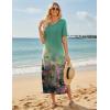 ZEAGOO Women Summer Dress Casual Beach Dress Floral Maxi Split Long Dress 2026 Vacation Dress(Green Cx322)