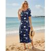 ZEAGOO Women Summer Dress Casual Beach Dress Floral Maxi Split Long Dress 2026 Vacation Dress(Navy Floral)