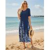 ZEAGOO Women Summer Dress Casual Beach Dress Floral Maxi Split Long Dress 2026 Vacation Dress(Navy Sf119)