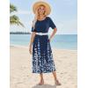 ZEAGOO Women Summer Dress Casual Beach Dress Floral Maxi Split Long Dress 2026 Vacation Dress(Navy Sf119)
