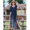 ZEAGOO Women Summer Dress Casual Beach Dress Floral Maxi Split Long Dress 2026 Vacation Dress(Navy Sf119)