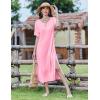 ZEAGOO Women Summer Dress Casual Beach Dress Floral Maxi Split Long Dress 2026 Vacation Dress(Pink)