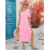 ZEAGOO Women Summer Dress Casual Beach Dress Floral Maxi Split Long Dress 2026 Vacation Dress(Pink)