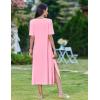 ZEAGOO Women Summer Dress Casual Beach Dress Floral Maxi Split Long Dress 2026 Vacation Dress(Pink)