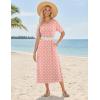 ZEAGOO Women Summer Dress Casual Beach Dress Floral Maxi Split Long Dress 2026 Vacation Dress(Pink Dot)