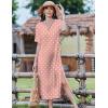 ZEAGOO Women Summer Dress Casual Beach Dress Floral Maxi Split Long Dress 2026 Vacation Dress(Pink Dot)