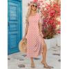 ZEAGOO Women Summer Dress Casual Beach Dress Floral Maxi Split Long Dress 2026 Vacation Dress(Pink Dot)