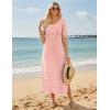 ZEAGOO Women Summer Dress Casual Beach Dress Floral Maxi Split Long Dress 2026 Vacation Dress(Pink Dot)
