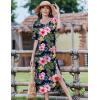 ZEAGOO Women Summer Dress Casual Beach Dress Floral Maxi Split Long Dress 2026 Vacation Dress(Pink Floral)