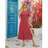 ZEAGOO Women Summer Dress Casual Beach Dress Floral Maxi Split Long Dress 2026 Vacation Dress(Red)