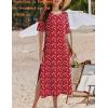 ZEAGOO Women Summer Dress Casual Beach Dress Floral Maxi Split Long Dress 2026 Vacation Dress(Red)