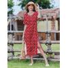 ZEAGOO Women Summer Dress Casual Beach Dress Floral Maxi Split Long Dress 2026 Vacation Dress(Red)