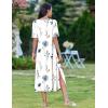 ZEAGOO Women Summer Dress Casual Beach Dress Floral Maxi Split Long Dress 2026 Vacation Dress(White)