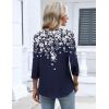 Zeagoo 3/4 Length Sleeve Womens Tops 2026 V Neck T Shirts Dressy Casual Fall Blouses Floral Summer Business Work Basic Tees(A02-navy Flower)