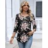Zeagoo 3/4 Length Sleeve Womens Tops 2026 V Neck T Shirts Dressy Casual Fall Blouses Floral Summer Business Work Basic Tees(Black Pink Floral)