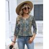 Zeagoo 3/4 Length Sleeve Womens Tops 2026 V Neck T Shirts Dressy Casual Fall Blouses Floral Summer Business Work Basic Tees(Blue Boho Print)