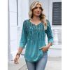 Zeagoo 3/4 Length Sleeve Womens Tops 2026 V Neck T Shirts Dressy Casual Fall Blouses Floral Summer Business Work Basic Tees(Blue Floral)