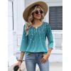Zeagoo 3/4 Length Sleeve Womens Tops 2026 V Neck T Shirts Dressy Casual Fall Blouses Floral Summer Business Work Basic Tees(Blue Floral)