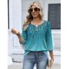 Zeagoo 3/4 Length Sleeve Womens Tops 2026 V Neck T Shirts Dressy Casual Fall Blouses Floral Summer Business Work Basic Tees(Blue Floral)