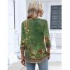 Zeagoo 3/4 Length Sleeve Womens Tops 2026 V Neck T Shirts Dressy Casual Fall Blouses Floral Summer Business Work Basic Tees(Green Ethnic Print)