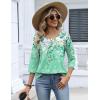 Zeagoo 3/4 Length Sleeve Womens Tops 2026 V Neck T Shirts Dressy Casual Fall Blouses Floral Summer Business Work Basic Tees(Green Print)