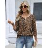Zeagoo 3/4 Length Sleeve Womens Tops 2026 V Neck T Shirts Dressy Casual Fall Blouses Floral Summer Business Work Basic Tees(Leopard Print)