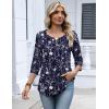 Zeagoo 3/4 Length Sleeve Womens Tops 2026 V Neck T Shirts Dressy Casual Fall Blouses Floral Summer Business Work Basic Tees(Navy Blue Flower)