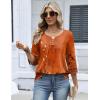 Zeagoo 3/4 Length Sleeve Womens Tops 2026 V Neck T Shirts Dressy Casual Fall Blouses Floral Summer Business Work Basic Tees(Orange Ethnic Print)