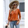 Zeagoo 3/4 Length Sleeve Womens Tops 2026 V Neck T Shirts Dressy Casual Fall Blouses Floral Summer Business Work Basic Tees(Orange Ethnic Print)