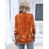 Zeagoo 3/4 Length Sleeve Womens Tops 2026 V Neck T Shirts Dressy Casual Fall Blouses Floral Summer Business Work Basic Tees(Orange Ethnic Print)