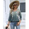 Zeagoo 3/4 Length Sleeve Womens Tops 2026 V Neck T Shirts Dressy Casual Fall Blouses Floral Summer Business Work Basic Tees(Plants Flowers)