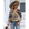 Zeagoo 3/4 Length Sleeve Womens Tops 2026 V Neck T Shirts Dressy Casual Fall Blouses Floral Summer Business Work Basic Tees(Purple-beige)