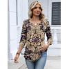 Zeagoo 3/4 Length Sleeve Womens Tops 2026 V Neck T Shirts Dressy Casual Fall Blouses Floral Summer Business Work Basic Tees(Purple-beige)
