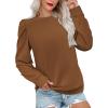 Zeagoo Christmas Long Sleeve Shirts for Women Winter 2025 Ladies Tops and Blouses Casual Fashion Clothing(Brown)
