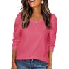 Zeagoo Christmas Long Sleeve Shirts for Women Winter 2025 Ladies Tops and Blouses Casual Fashion Clothing(Rose Red)