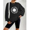 Zeagoo Christmas Sweatshirt for Women Crewneck Christmas Tree Long Sleeve Shirt Xmas Holiday Party Pullover Sweater Tops(Black-daisy)