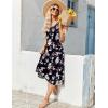 Zeagoo Dresses for Women 2026 Casual Summer Midi Sleeveless Dress A Line Crewneck Beach Vacation Tank Sundresses with Pockets(Black Floral-pa104)