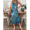 Zeagoo Dresses for Women 2026 Casual Summer Midi Sleeveless Dress A Line Crewneck Beach Vacation Tank Sundresses with Pockets(Blue Floral 02-wf23)