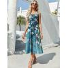 Zeagoo Dresses for Women 2026 Casual Summer Midi Sleeveless Dress A Line Crewneck Beach Vacation Tank Sundresses with Pockets(Blue Floral-zw89)