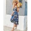 Zeagoo Dresses for Women 2026 Casual Summer Midi Sleeveless Dress A Line Crewneck Beach Vacation Tank Sundresses with Pockets(Blue Leaf-zw647)