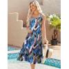 Zeagoo Dresses for Women 2026 Casual Summer Midi Sleeveless Dress A Line Crewneck Beach Vacation Tank Sundresses with Pockets(Blue Leaf-zw647)