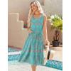 Zeagoo Dresses for Women 2026 Casual Summer Midi Sleeveless Dress A Line Crewneck Beach Vacation Tank Sundresses with Pockets(Blue Pattern-pa169)