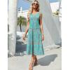 Zeagoo Dresses for Women 2026 Casual Summer Midi Sleeveless Dress A Line Crewneck Beach Vacation Tank Sundresses with Pockets(Blue Pattern-pa169)