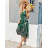 Zeagoo Dresses for Women 2026 Casual Summer Midi Sleeveless Dress A Line Crewneck Beach Vacation Tank Sundresses with Pockets(Green Floral-pa171)