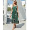 Zeagoo Dresses for Women 2026 Casual Summer Midi Sleeveless Dress A Line Crewneck Beach Vacation Tank Sundresses with Pockets(Green Floral-pa171)