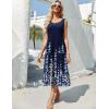 Zeagoo Dresses for Women 2026 Casual Summer Midi Sleeveless Dress A Line Crewneck Beach Vacation Tank Sundresses with Pockets(Navy Blue Floral-sf119)