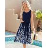 Zeagoo Dresses for Women 2026 Casual Summer Midi Sleeveless Dress A Line Crewneck Beach Vacation Tank Sundresses with Pockets(Navy Blue Floral-sf119)
